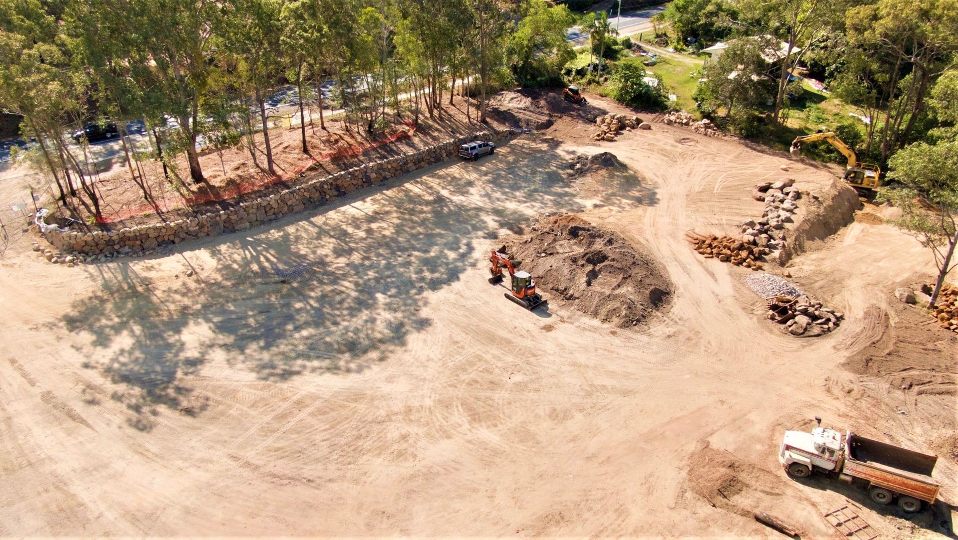 Aerial drone view of a Gold Coast site preparation job